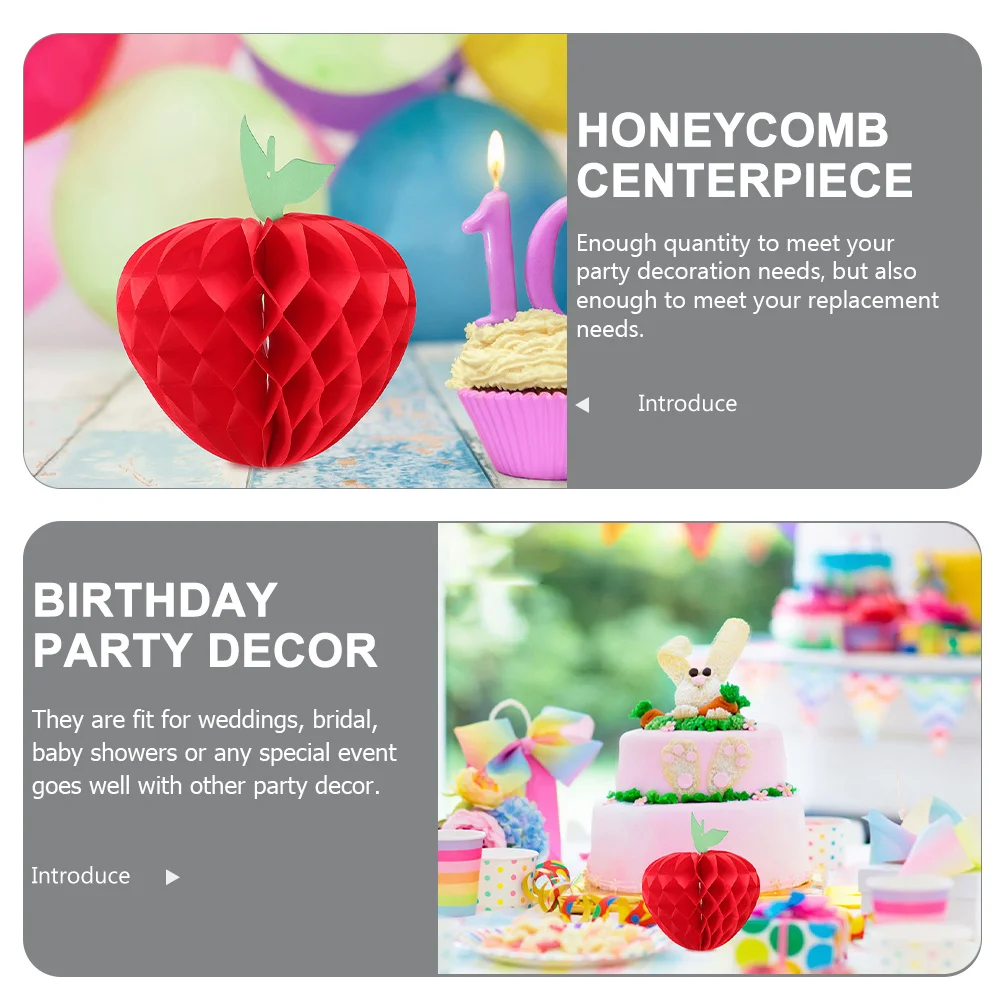 

6Pcs Apple Honeycomb Paper Decorations Hanging Party Decor Photo Backdrop Wedding Baby Shower Birthday Party Supply