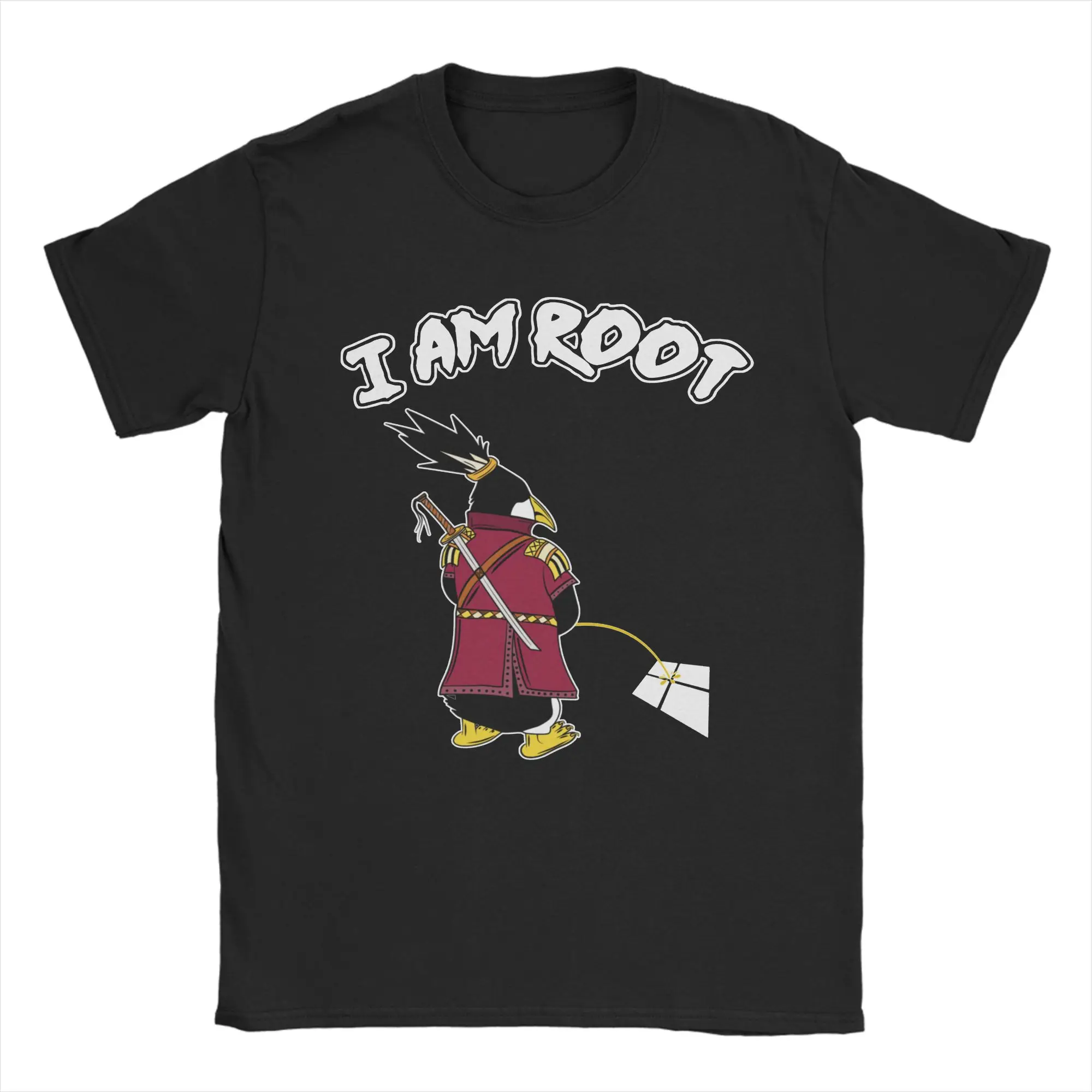Streetwear I Am Root I Linux Samurai Penguin for Hacker and Programmer T-Shirt Men Cotton Developer Coding Nerd Summer Tops
