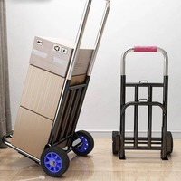 Folding Hand Truck Household Simple Portable Shopping Trolley Outdoor Climb Stairs Luggage Trailer Supermarket Adjustable Wagon
