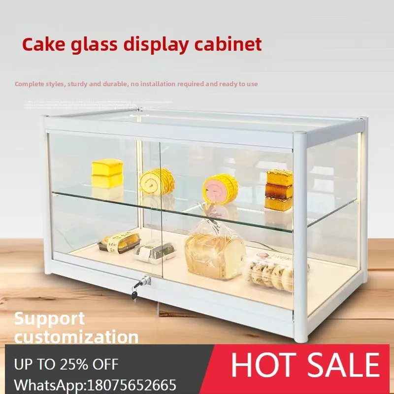 

HLZ Glass Cabinet Cake Baking Coffee Shop Display Dessert Cabinet Transparent Stall Glass Cover Commercial Stall