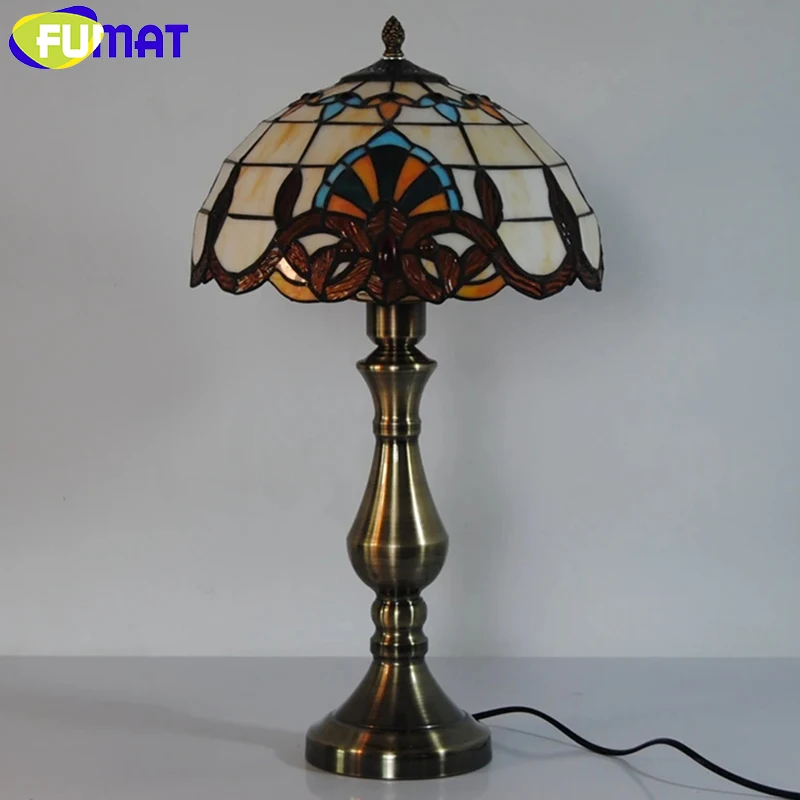 FUMAT Baroque Table Lamps Tiffany Stained Glass Table Light For Bed Room Living Room LED European Style Home Decor Table Lights