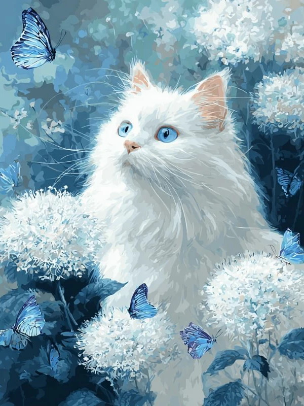 

Белый кот алмазная живопись вышивка крестиком 5D DIY искусство полная дрель мозаика декор комнаты пиксель хобби подарок для взрослых хобби