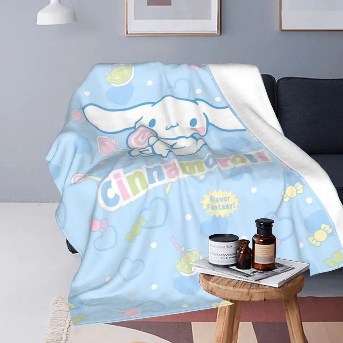 Sanrio Cinnamoroll Cute Cartoon Blanket Flannel Spring Autumn Breathable Ultra-Soft Throw Blankets for Home Office Quilt