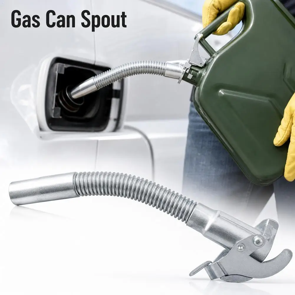 Stainless Steel Oil Drain Tube – Gas Can Spout With American Style Pourer Metal Funnel For Fuel Transfer