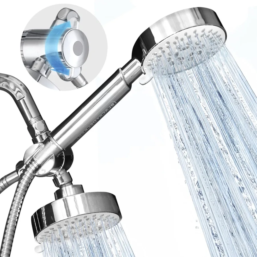 

Dual Shower Heads with 5-Spray Setting Shower Head System and Stainless Steel Chrome