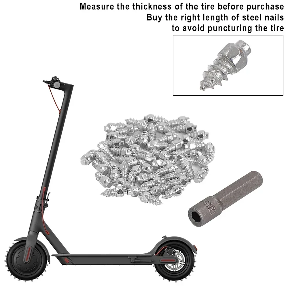 Snow Spikes Set Tire Studs Electric Scooter Tire Studs Screws Nails Anti-Slip Anti-Ice for Electric Scooter Wheel Tyre Accessory