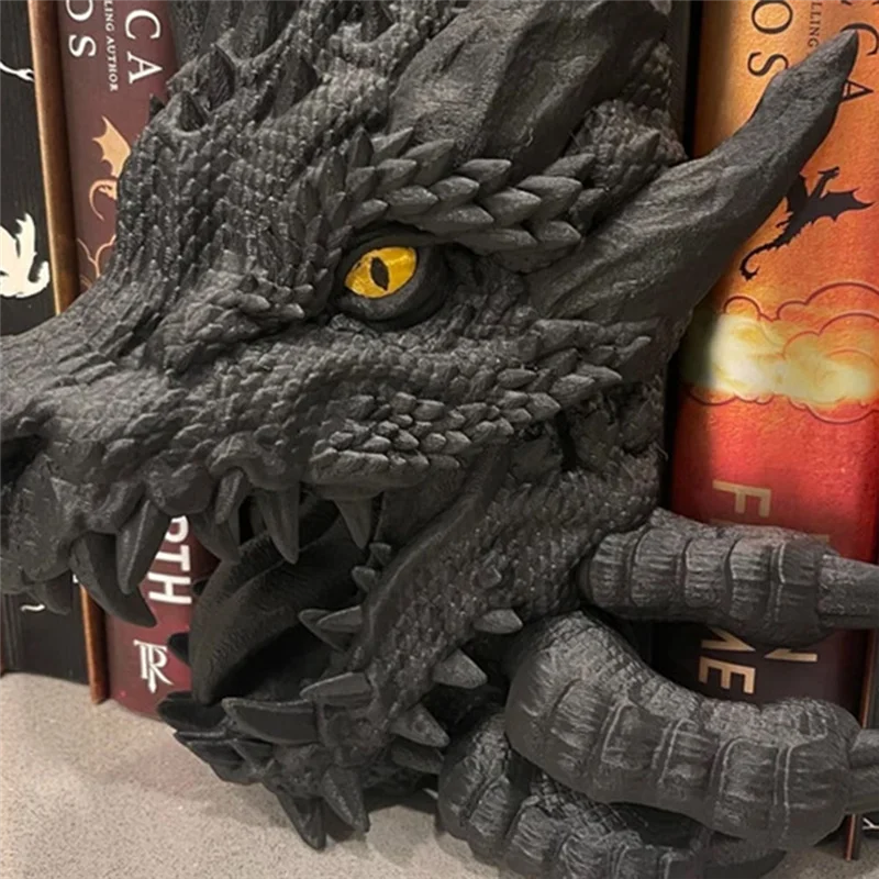 A19E-Dragon Book Holder Friar Dragon Bookends Book Ends, Suporte para livro de resina de 7 polegadas