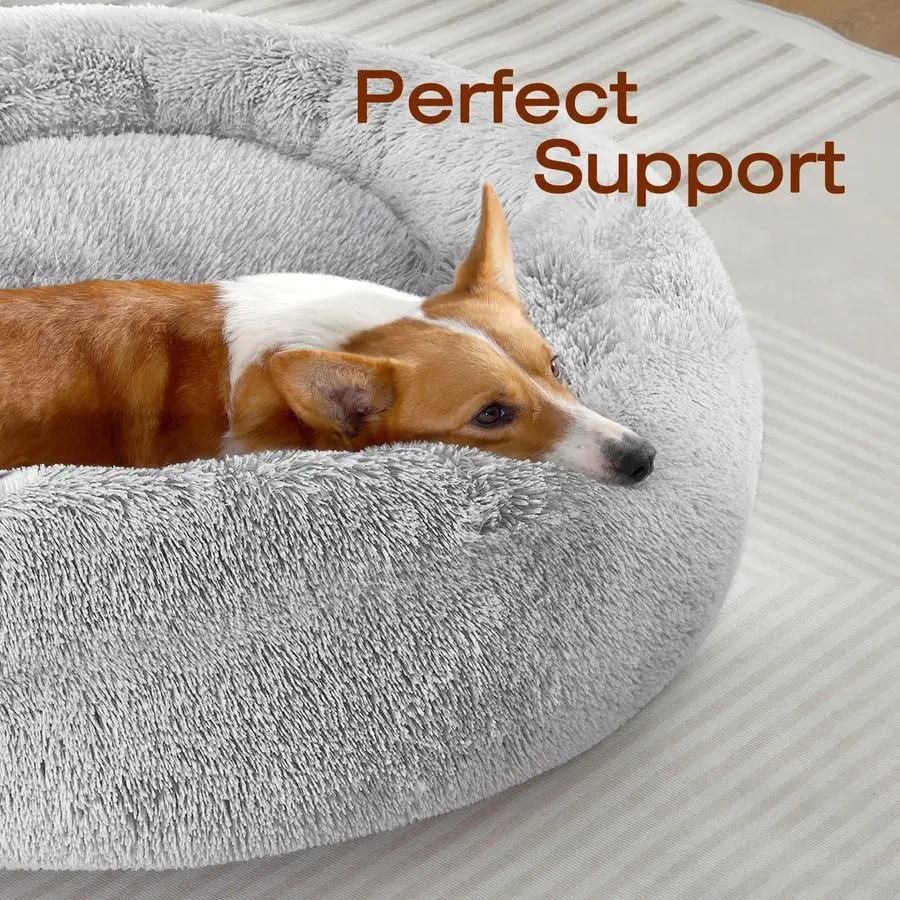 

Dog Bed, Calming AntiAnxiety Large Dog Bed, Fluffy Donut Cushion for Medium and Large Pets 27 30 36