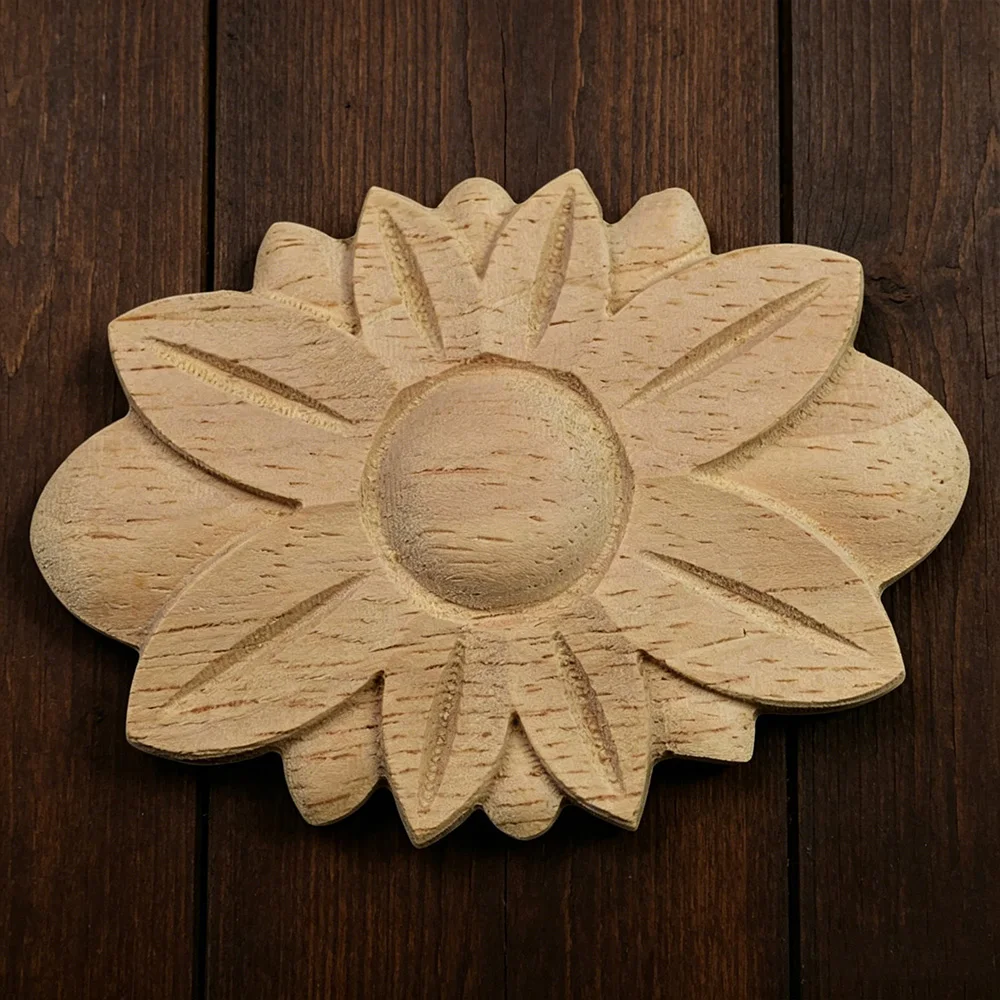 

5PCS Unpainted Wood Carved Applique Beautiful Carving Decal Garden Fence for Home Furniture Wall Door Frame Cabinet Decor