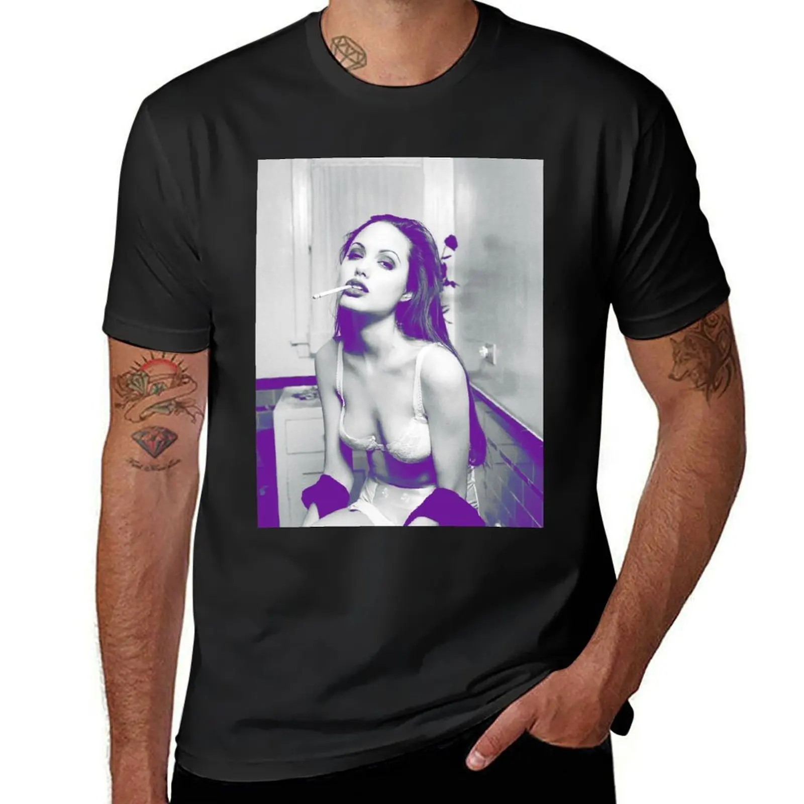 Angelina Jolie - Circa 1994 T-Shirt sublime tops vintage clothes new edition Short sleeve tee men