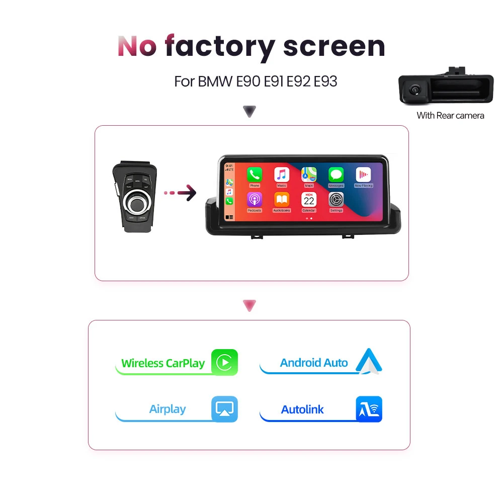 BONROAD Autoradio Voor BMW E90 E91 E92 E93 2005-2012 Draadloze CarPlay Android Auto Multimedia Stereo Met Bluetooth Head Unit GPS