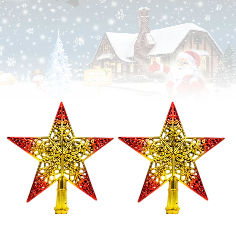 

2Pcs Christmas Tree Star Hollow Glitter Sparkle Topper Ornament Xmas Decoration Store Party Decor Christmas Ornaments Star