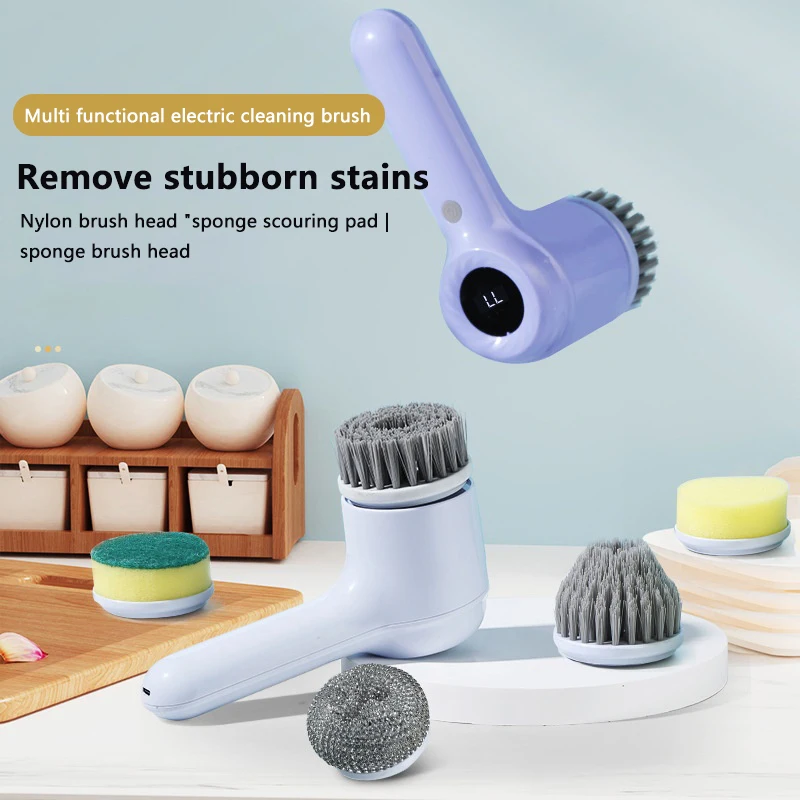 5 In 1 Electric Cleaning Brush Wireless Spin Scrubber For Bathroom Kitchen Dishwashing Toilet Washing Shoes Car Cleaning Tools