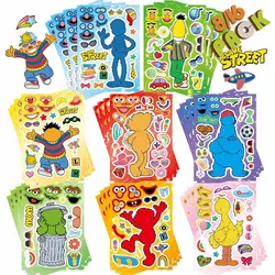 8/16Sheets Sesame Street Puzzle Stickers Make a Face Assemble Jigsaw DIY Cartoon Kids Education Toy Reward Party Decoration Gift