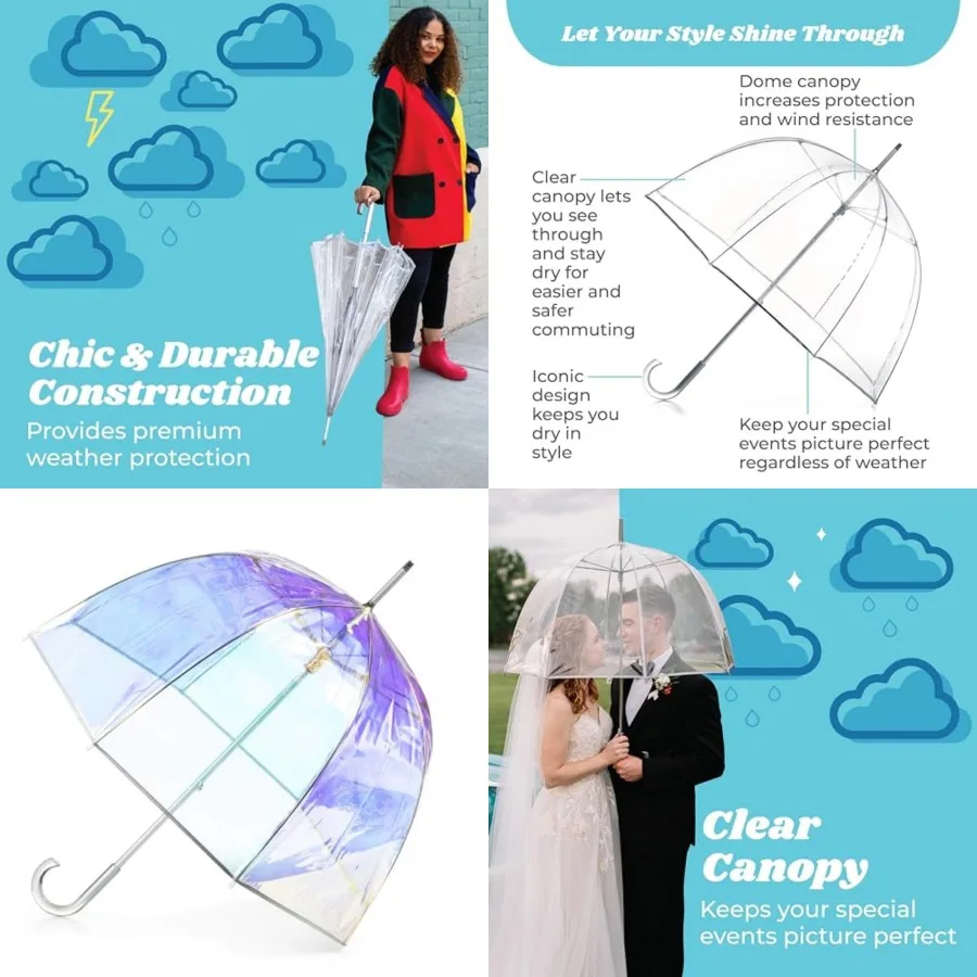 

Adult Bubble Umbrella with Dome Canopy and Lightweight Wind and Rain Protection