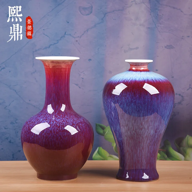 Ceramic vase handicrafts creative home ornaments kiln change crack glaze European flower ware desktop TV cabinet model room