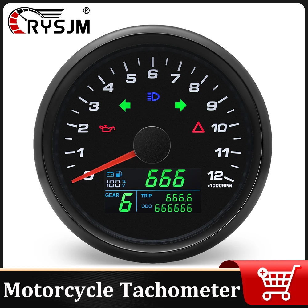 

Индивидуальный тахометр для мотоцикла 0 ~ 12000 об/мин, многофункциональный датчик одометра, датчик уровня топлива, вольтметр, цифровой датчик для мотоцикла