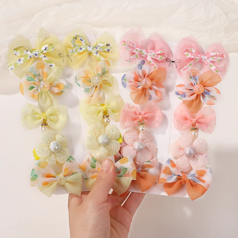 

10Pcs/Set Cute Colorful Flower Bows Hair Clips for Baby Girls Lace BB Clips Mesh Hairpins Princess Barrettes Hair Accessories