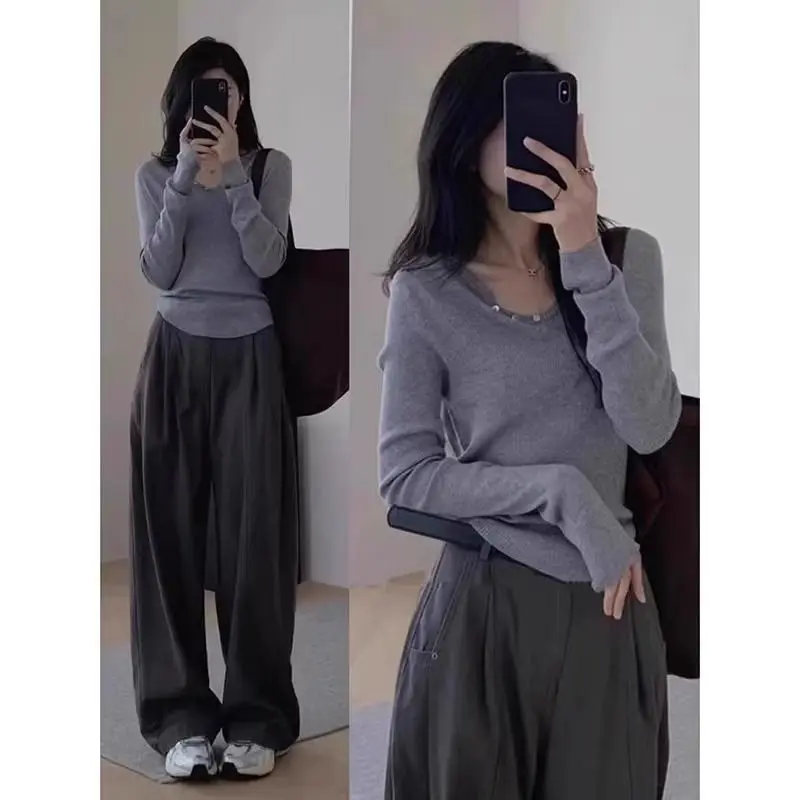 

Свитера Джемперы Пуловеры Женский пуловер на молнии Готический вязаный подол Базовый слой BF Y2K Работа OL Профессиональный Простой Чистая осень