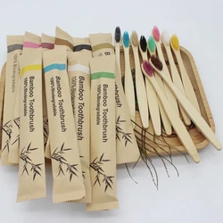 No Logo 100Pcs Bamboo Toothbrushes Eco Friendly Resuable Toothbrush Adult Wooden Soft Tooth Brush