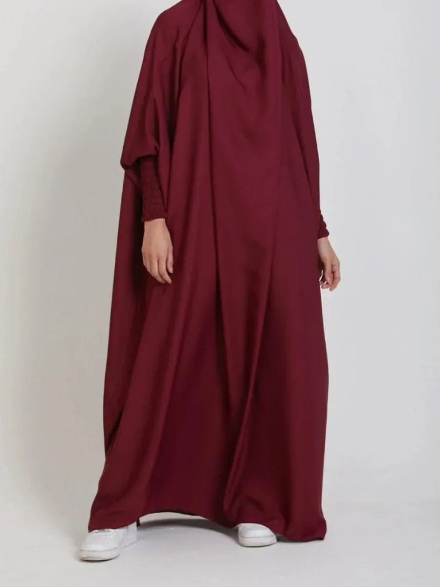 Eid Women prayer dress One Piece Jilbab Ramadan Muslim Hooded Prayer Garment Abaya Long Khimar Full Cover Gown Islamic Niqab