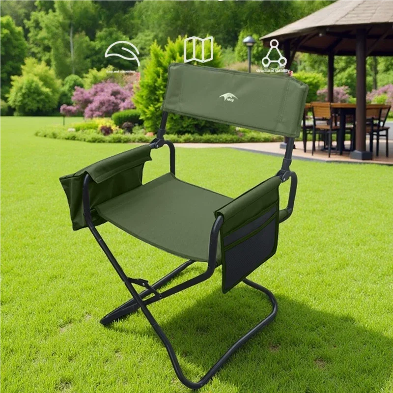 

Camping Directors Chair Heavy Duty Oversized Portable Folding Chair Pocket for Fishing Trip Picnic Outdoor Foldable Camp Chair