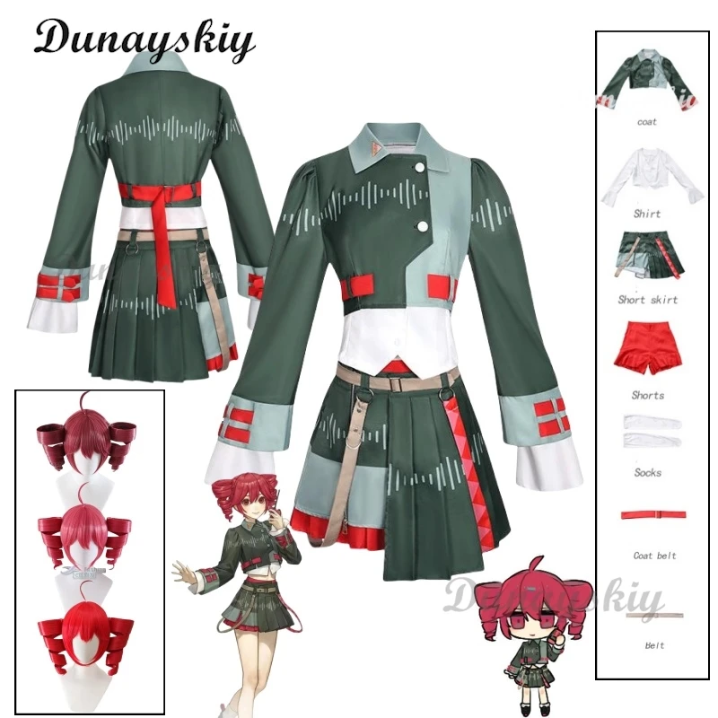 

Kasane Teto Cosplay Voicepeakk Uniforms Wig Anime Diva Singer Women Cute Red Ponytail Girls Teto Costume Halloween Stage Outfit