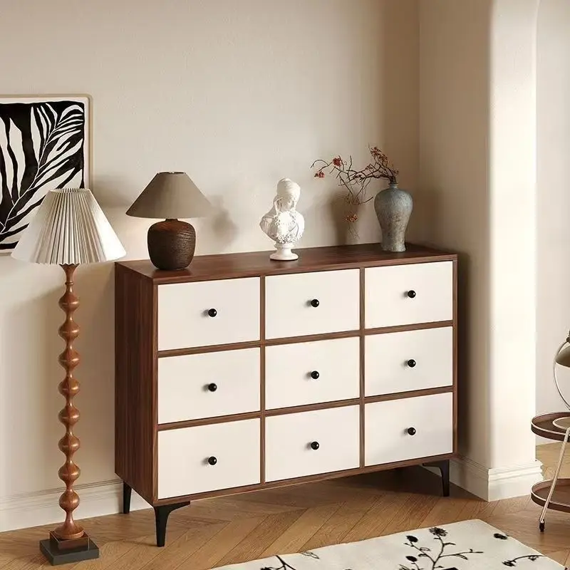 Solid wood retro style bedroom rectangular drawer type combination locker living room simple
