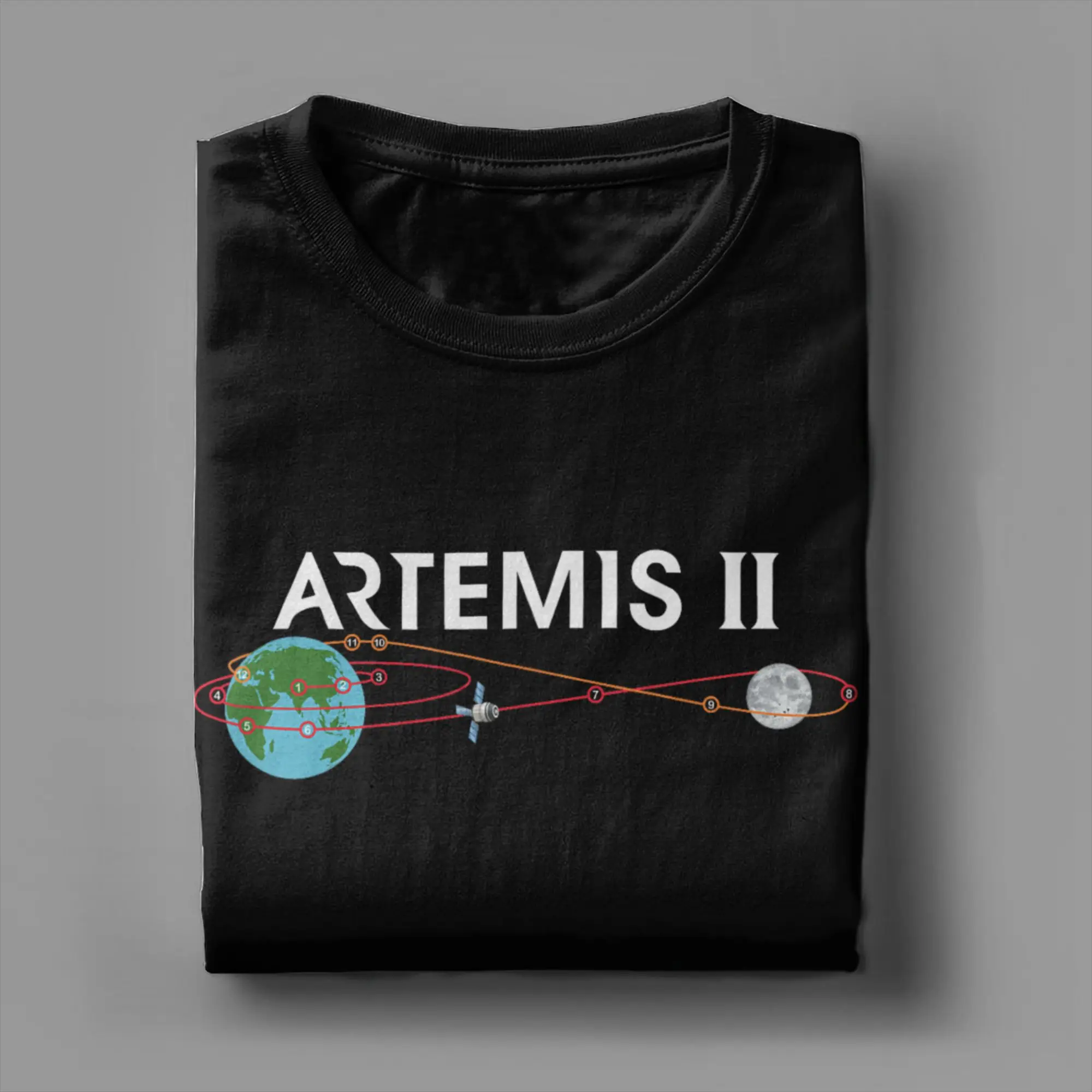 Awesome Artemis 2 Route Map SLS Rocket Launch Mission To The Moon T-Shirts Men O Neck Cotton T Shirt  Short Sleeve Tees Tops