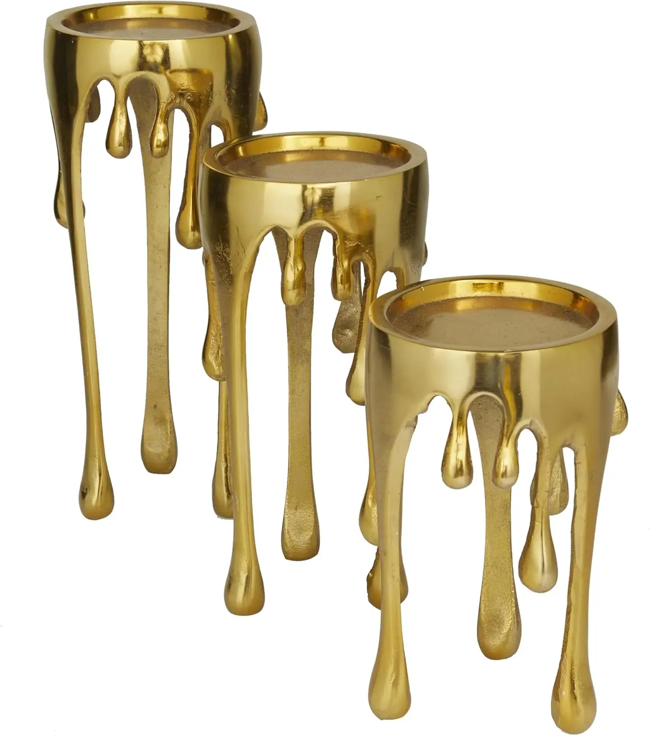 Cosmolliving di portacandele decorativo astratto in metallo di alluminio cosmopolita che fonde portacandele a goccia, Set di 3 candeliere