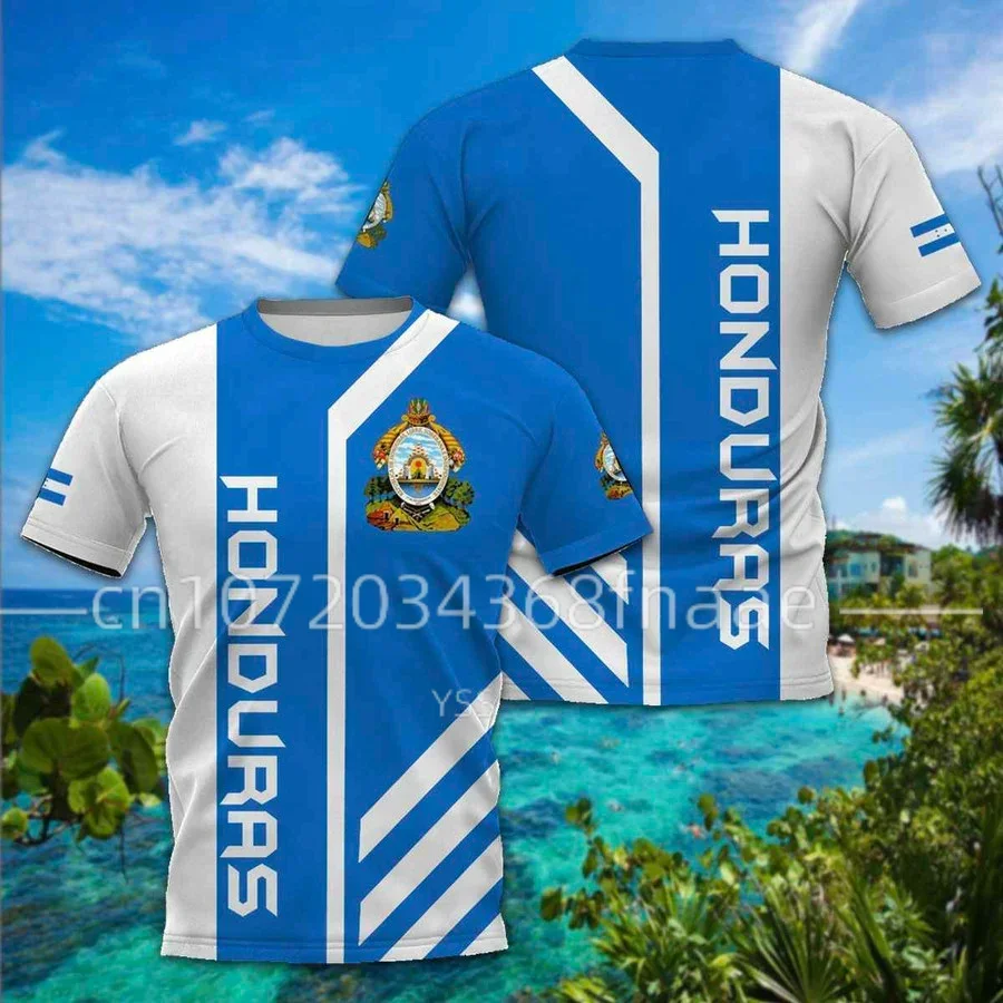 2024 Honduras Flag T-Shirt Men Summer Honduras Emblem Printing Fashion Design Funny Soccer O Ncek Hrvatska Tshirt Wholesale