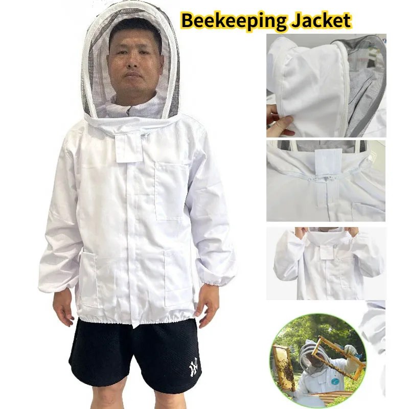 Protective Beekeeping Jacket Veil Smock Equipment Beekeeping Hat Sleeve Beekeeper Suit Apiculture Bee keeping coat
