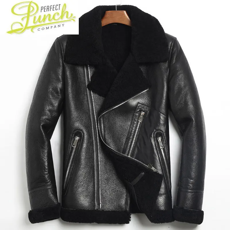 

Fur Jackets Men Real Thick Coat Winter Fashion Lapel Natural Sheep Fur Coat Male Real Leather Overcoat Men's Clothing