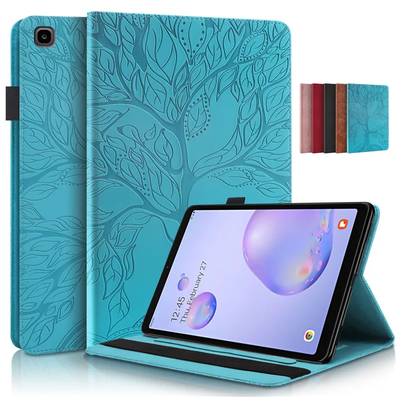 

Чехол для Samsung Galaxy Tab A8 A 8 2019 SM T290 T295, 3D кожаный чехол с рельефным деревом для Funda Tablet Samsung Galaxy Tab A 8 дюймов