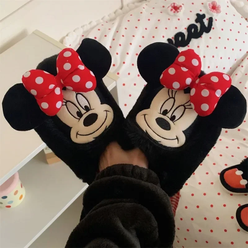 Disney Mickey Mouse Minnie Mouse urocza kreatywna kreskówka męska i żeńska para kryty lekkie antypoślizgowe miękkie bawełniane kapcie