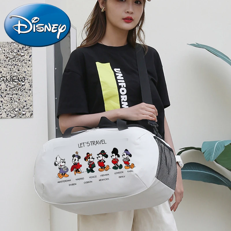 Mickey Minnie Mouse Women Travel Bag Kawaii Disney Cartoon Luggage Bags Outdoor Camping High Capacity Backpack Men Women Gym Bag