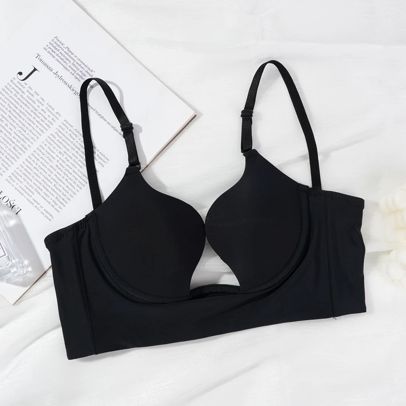 Reggiseno Push Up reggiseni donna senza schienale taglio basso reggiseno con scollo profondo aperto indietro biancheria intima da sposa invisibile