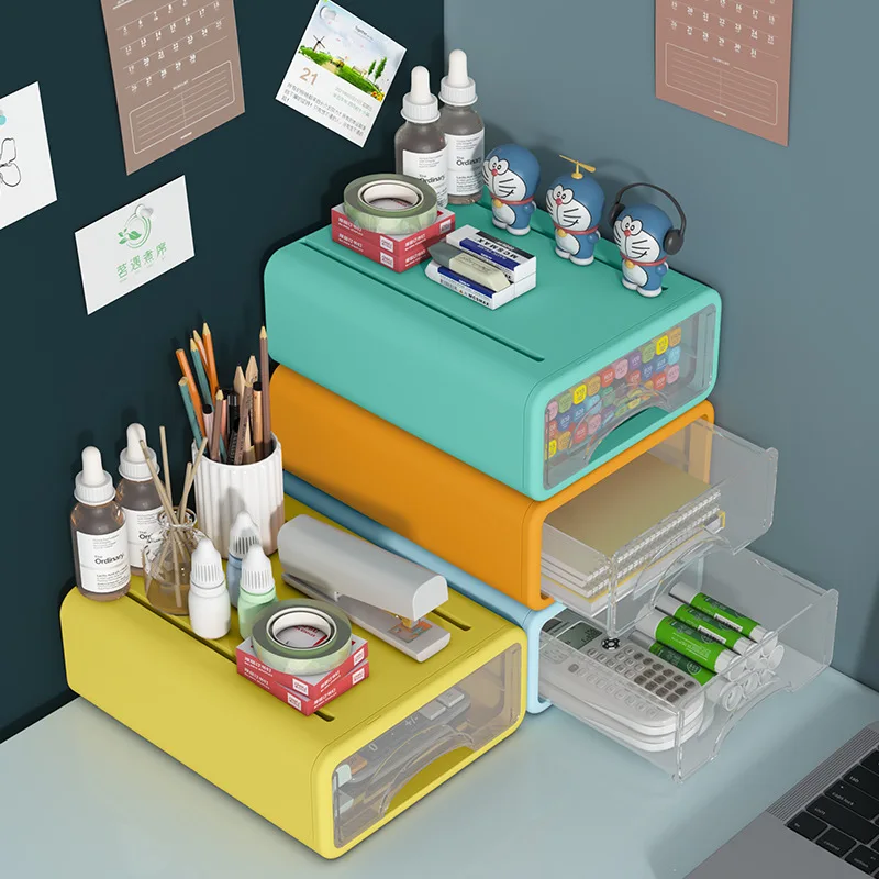 Storage Drawer Desk Organizer Rack Utility Rack Cosmetics Desktop Storage Box Cabinet Home Office Stationery Stackable