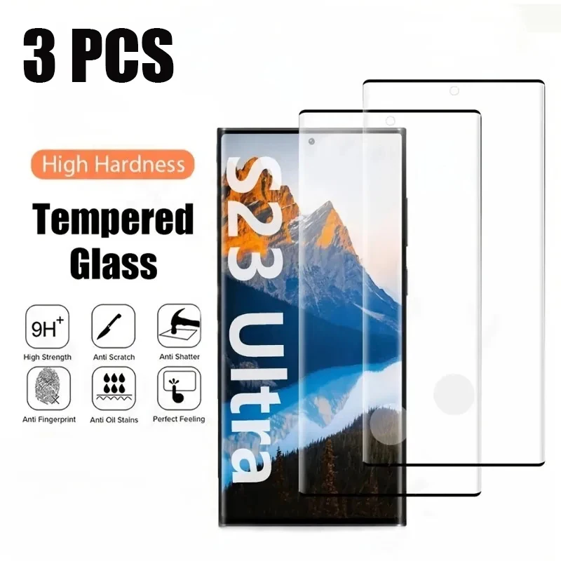 3Pcs 9D Full Cover Tempered Glass for Samsung Galaxy S22 Ultra S22 Plus Screen Protector for S21 S20 Glass