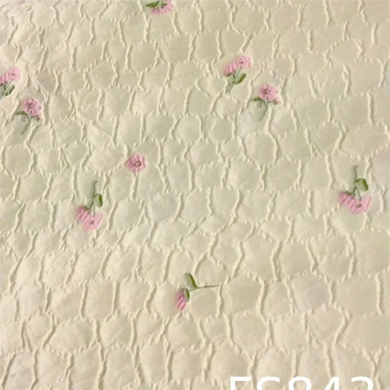 Small floral cut jacquard fabric flower dress for women bubble