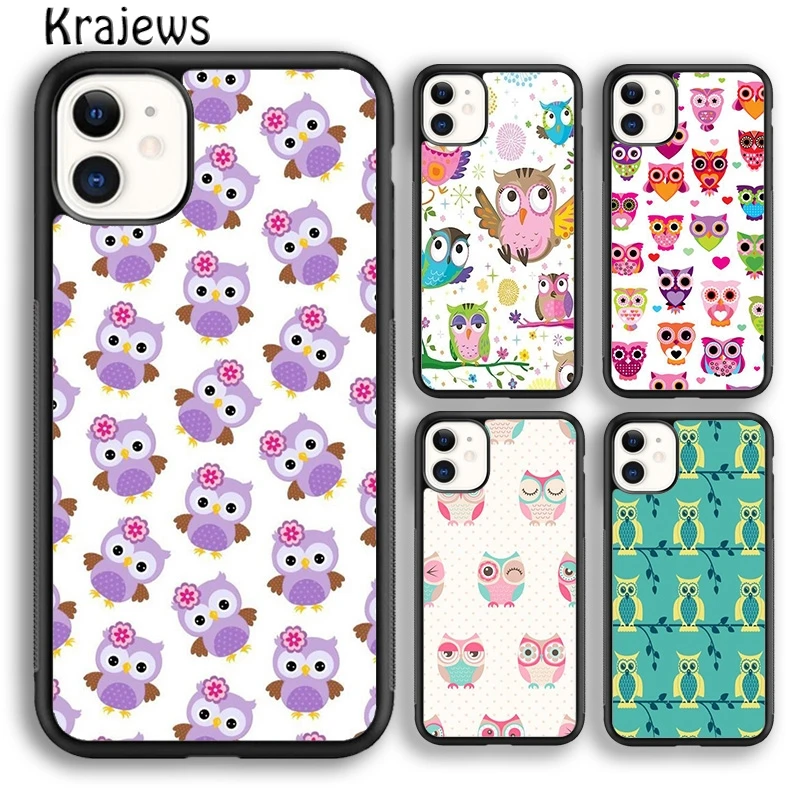 Krajews lovely owl animal Diy Colorful Phone Case For iPhone 16 15 SE2020 14 6 7 8 plus 11 12 13 pro max coque Shell Fundas