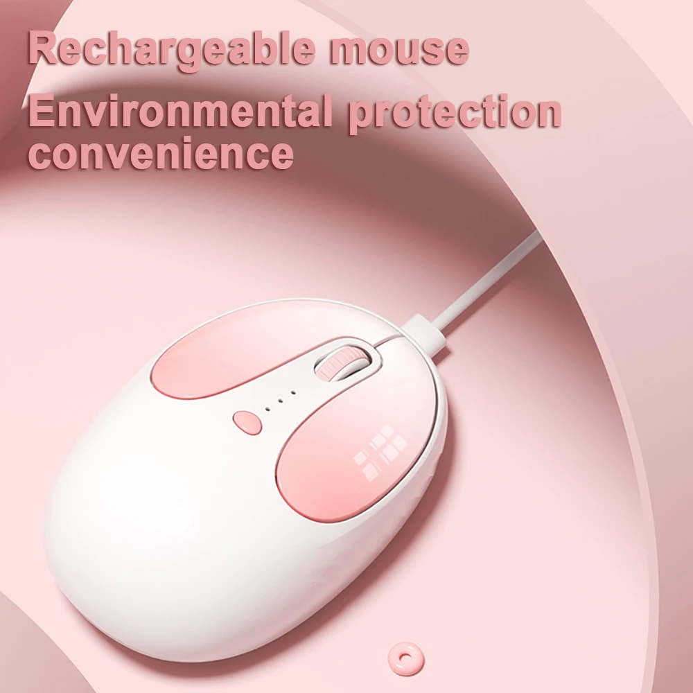 Cute 2.4G + Bluetooth Wireless Optical Mouse Portable Dual-mode Connection Rabbit Shape Recharge Mice for Laptop PC Tablet Ipad