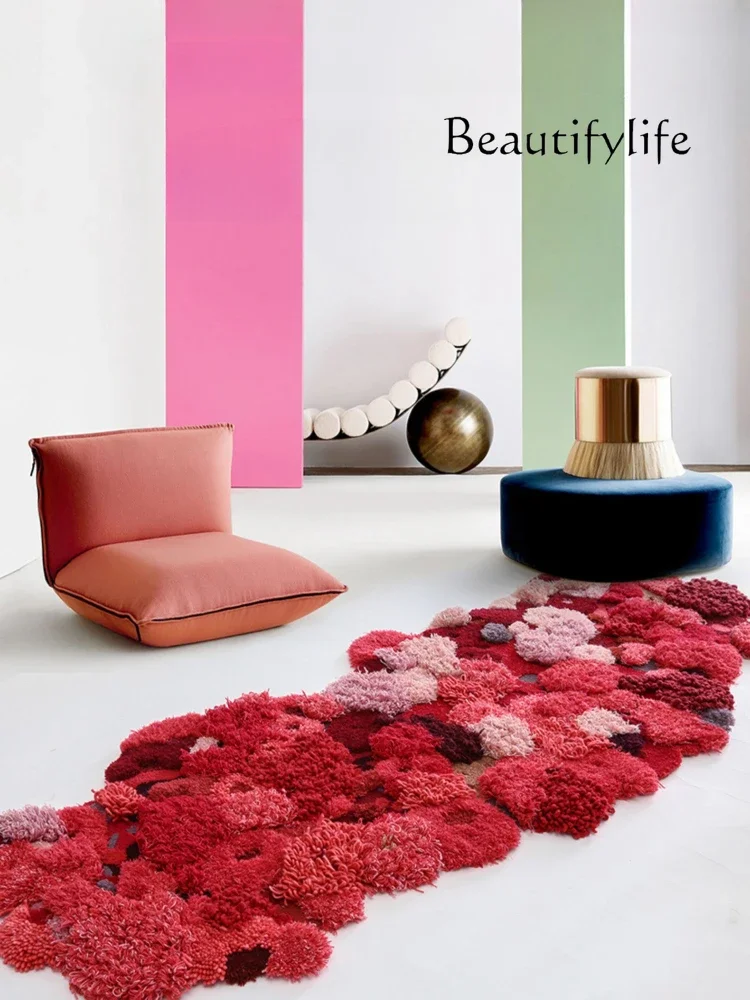 Dyed Red | Bedside Carpet Living Room Artistic Personality Atmosphere Advanced Handmade Carpet