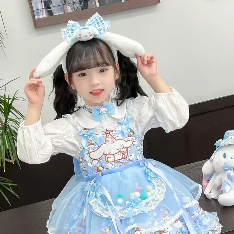 Sanrio Halloween Cinnamoroll Girls Lolita Dress Princess Skirt Cartoon Spring Autumn Party Gifts Performance Cosplay Dress