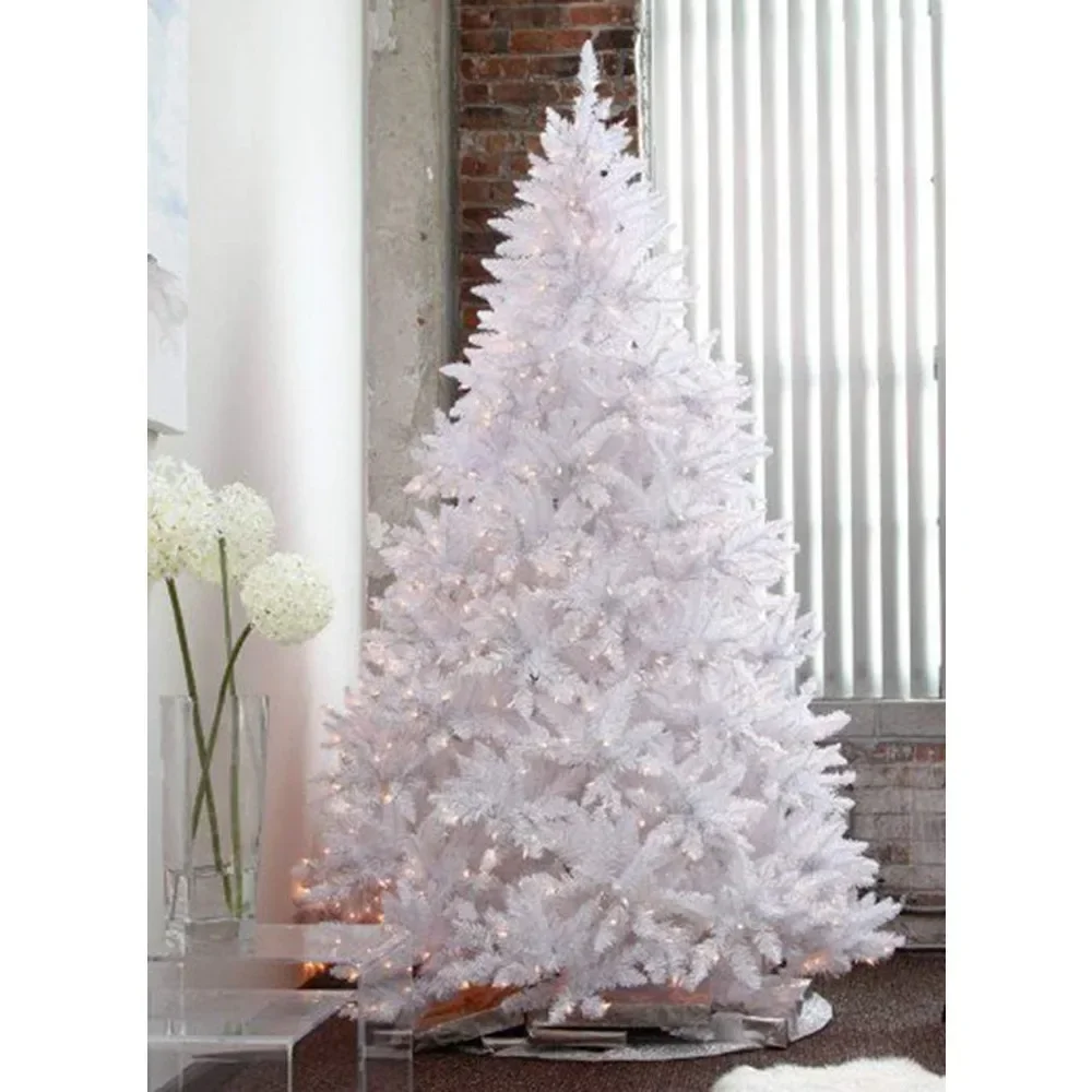 7 Feet Pre-lit Sparkling White Christmas Tree, with LED Light and Metal Stand ,Christmas Trees