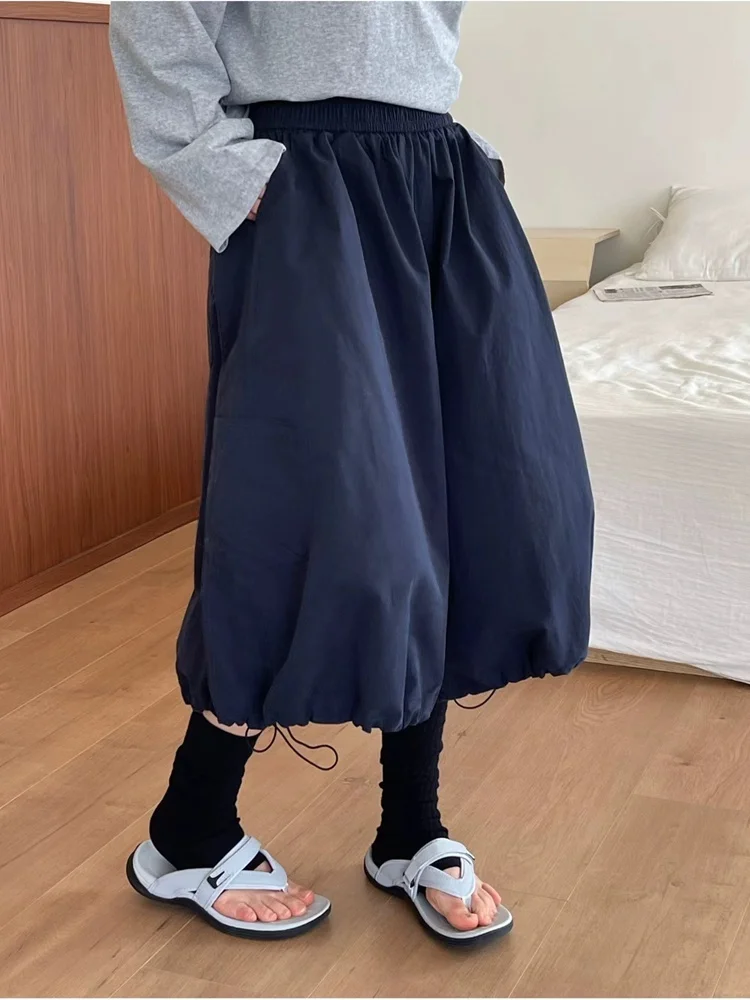 

Повседневные свободные брюки-кюлоты женские весна-лето, новинка, с эластичным поясом, с принтом в виде бутонов, укороченные, в корейском стиле, юбка-брюки