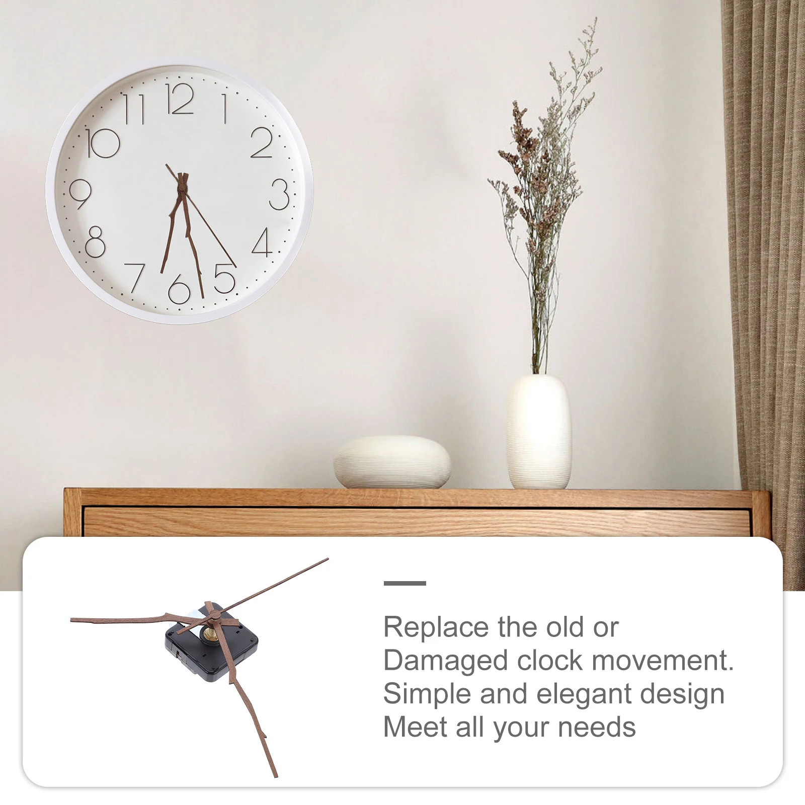 

2 Sets Quartz Clock Movement Plastic DIY Mute Long Shaft Replacements Parts Wall Clocks Craft Supplies Bedroom Office Use