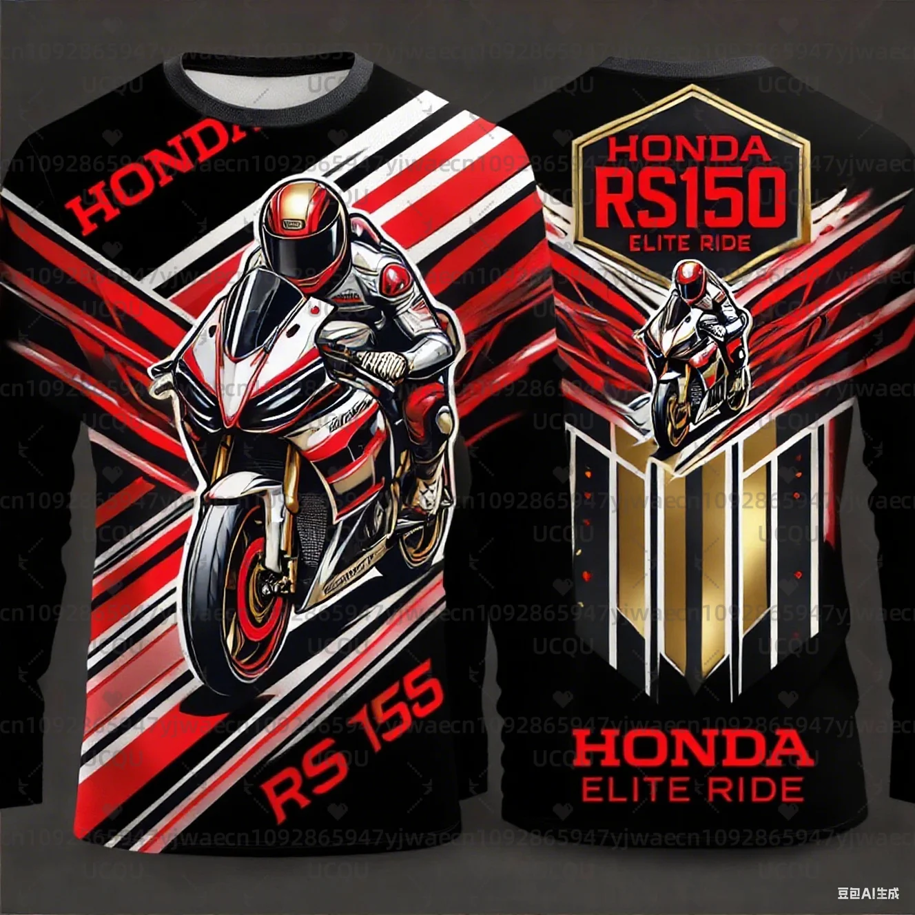 

Spring and Autumn 3D Printing Motociclista Biker Deportiva Quick Drying Long Sleeved Honda Riding T-shirt Tops For Men And Women