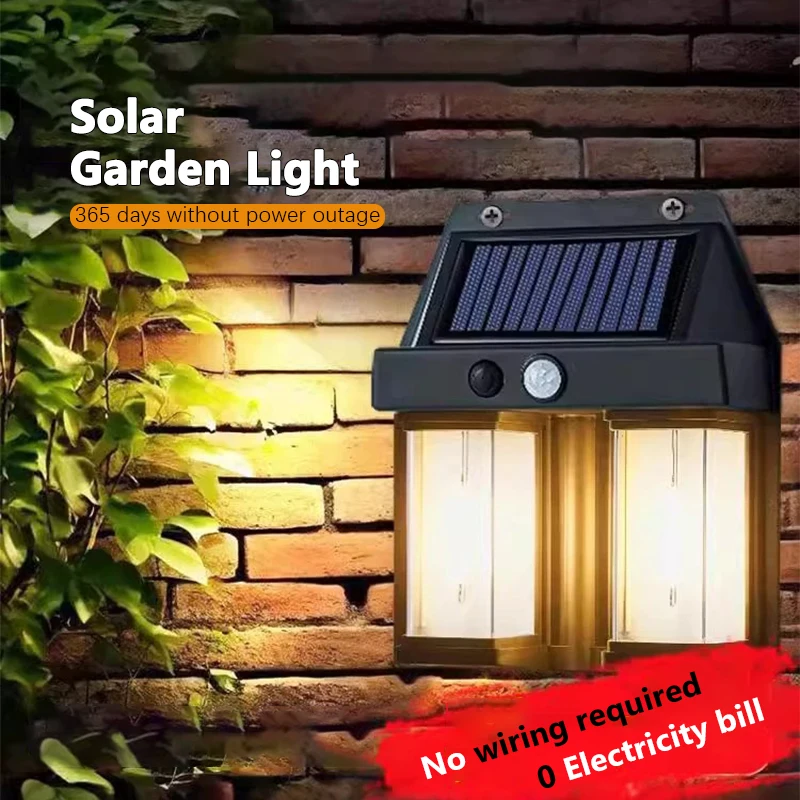 LED Solar Tungsten Wall Lamp Outdoor IP65 Waterproof Motion Sensor Wall Lamp Porch Garden Garage Courtyard Decorative Lighting