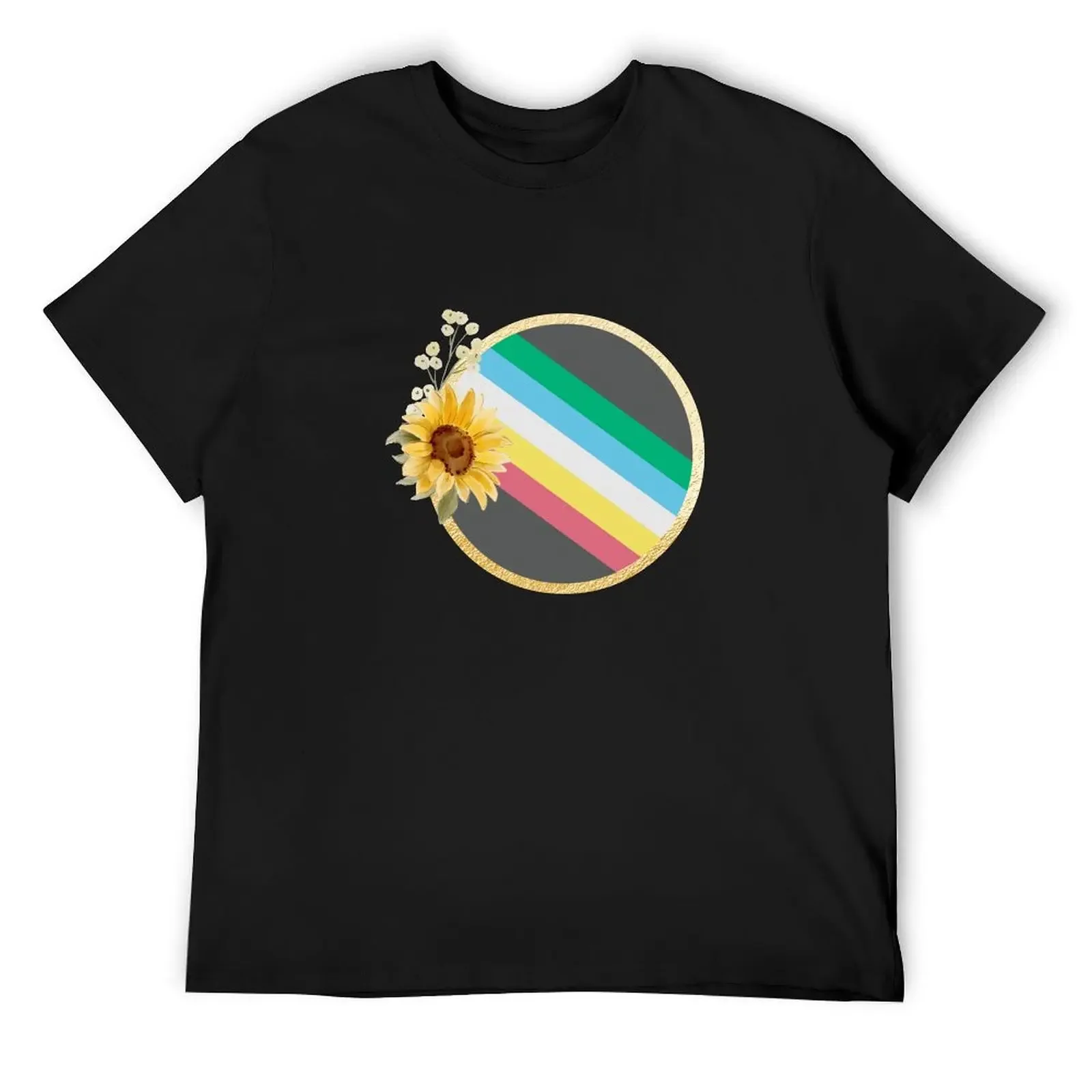 

Disability flag with sunflower T-Shirt graphic t shirt vintage plain anime figures black t shirts for men